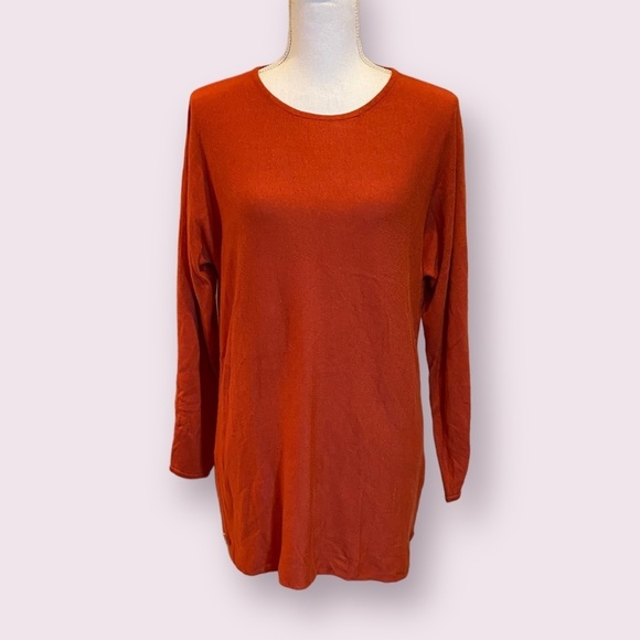 Joan Vass | Women’s | Burnt Orange Sweater with Side Zippers | Size: Large - Picture 1 of 5